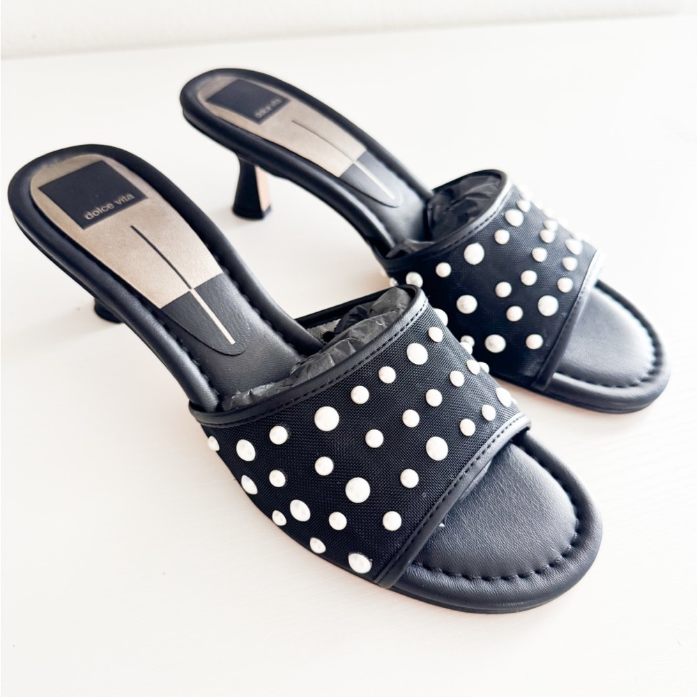 NIB Dolce Vita Meeza Pearl Embellished Sandal Heels Size 9